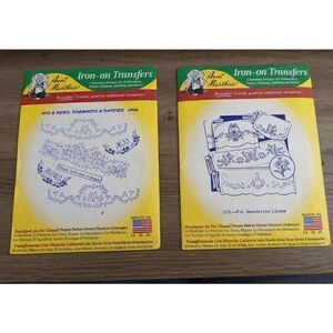 NWT SET OF 2 AUNT MARTHA'S TRANSFERS FOR EMBROIDERY, PAINTING, QUILTING & MORE